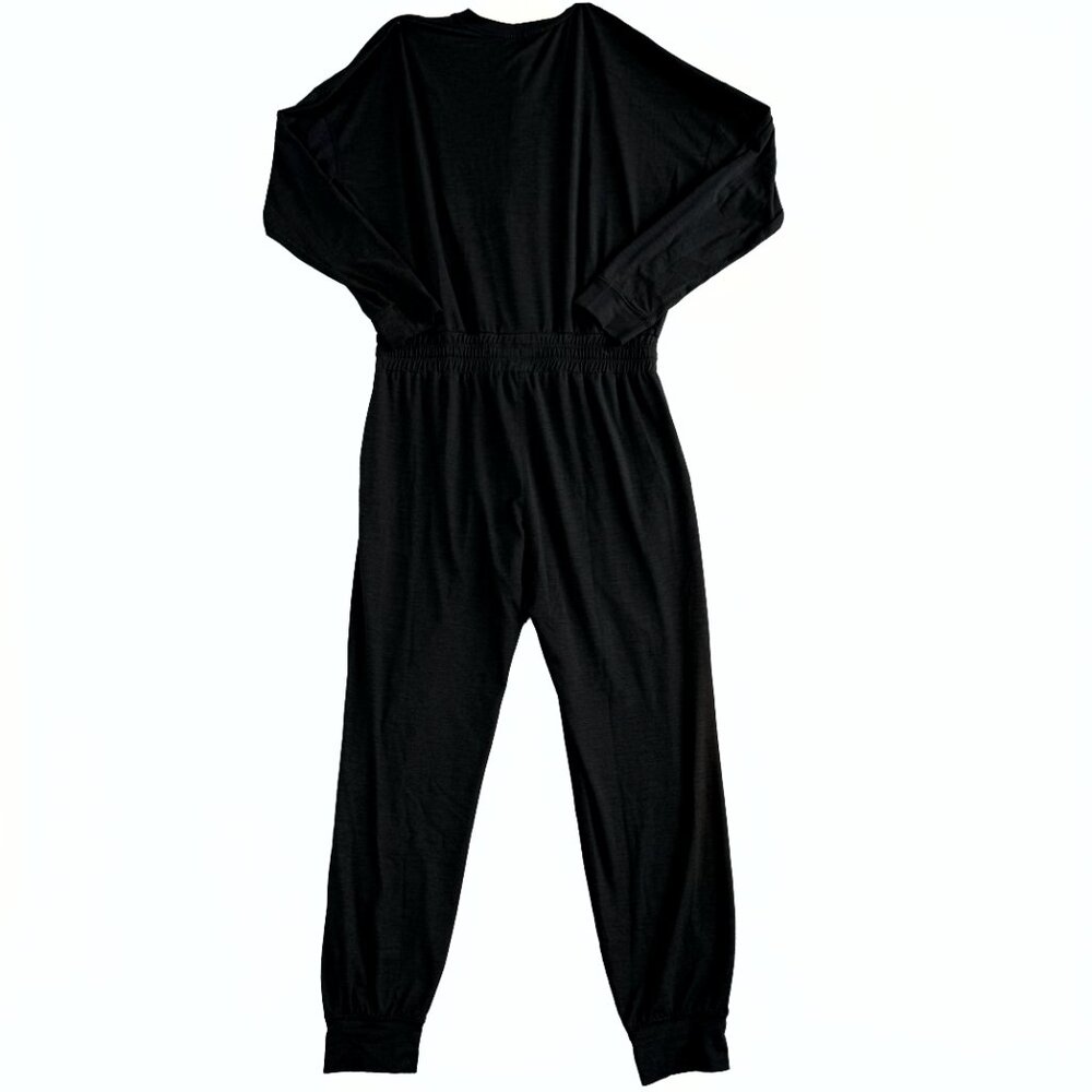 VUORI Lux Henley Jumpsuit Black Long Sleeve Drawstring M/L Athleisure Loungewear - Picture 2 of 11